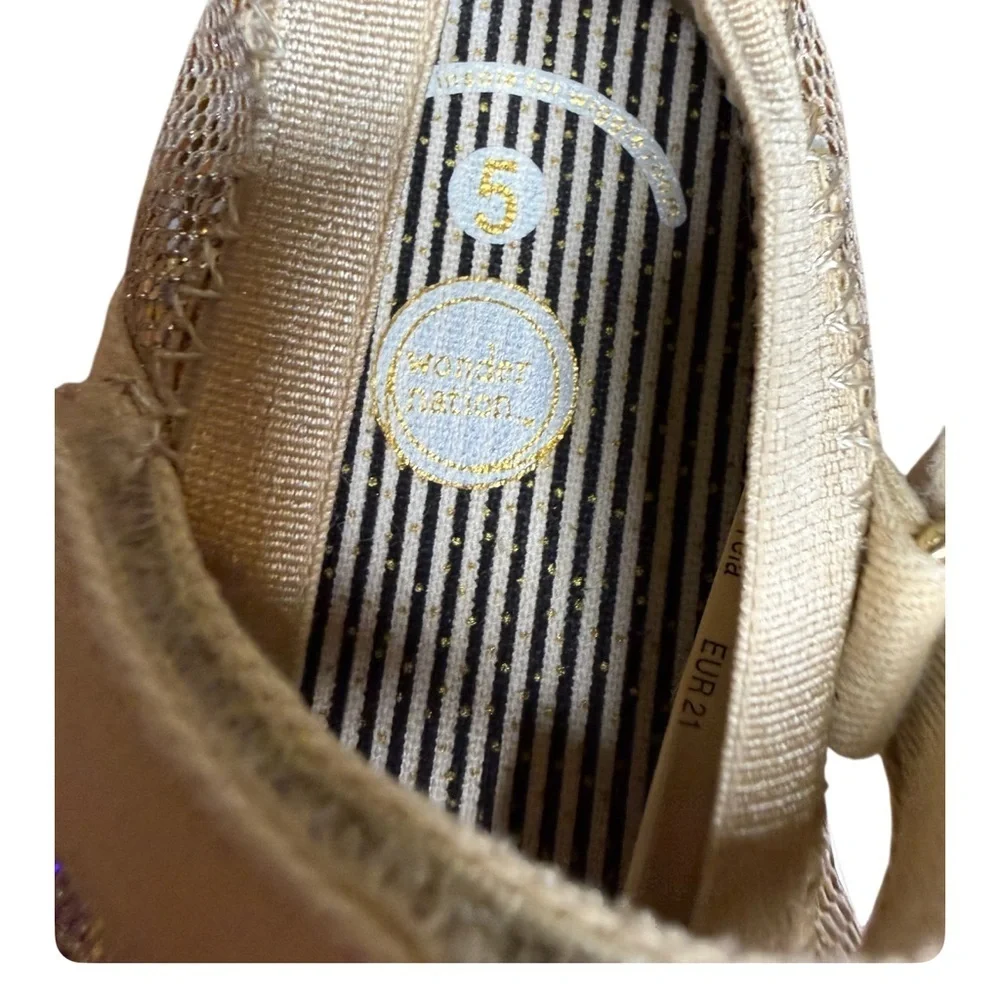 Gold Glitter Kids Shoes with Floral Accent by Wonder Nation-Size 5